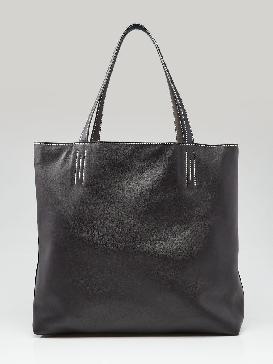 Hermes 36cm Graphite/Blue Thalassa/Black Sikkim Leather Double