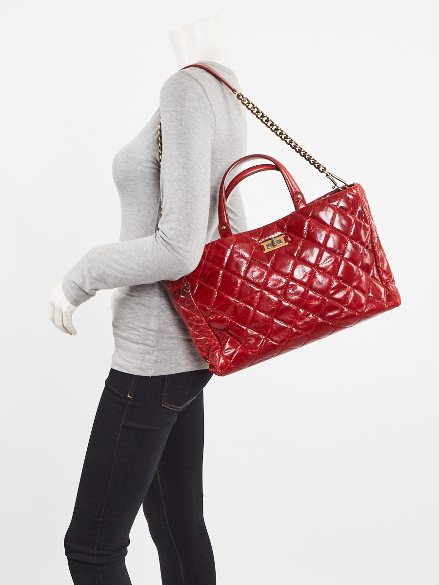 Chanel Red Quilted Glazed Leather Reissue Tote Bag