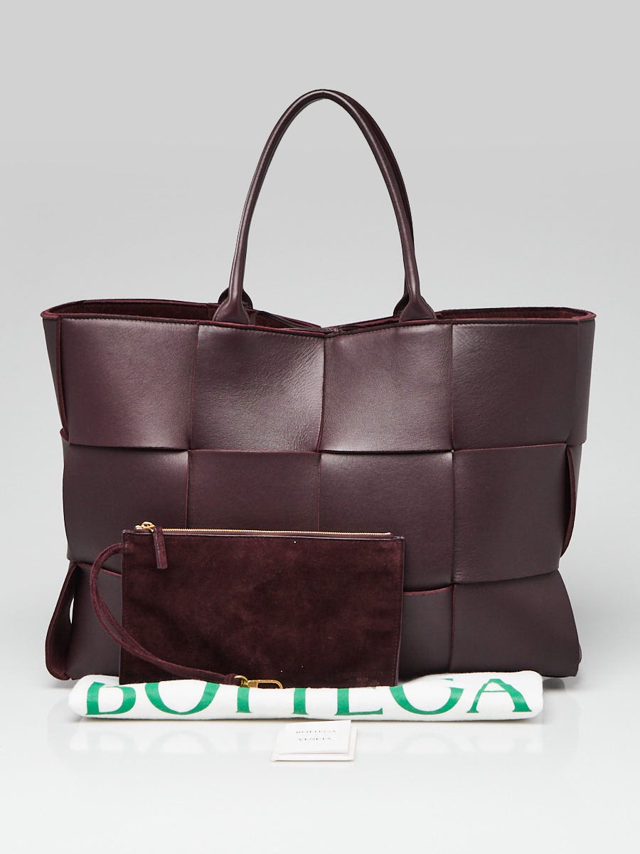 Bottega Veneta Oxblood Intrecciato Woven Leather Arco Large