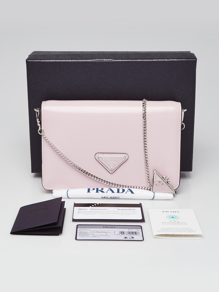 Prada Alabastro Spazzolato Leather Chain-Link Crossbody Bag