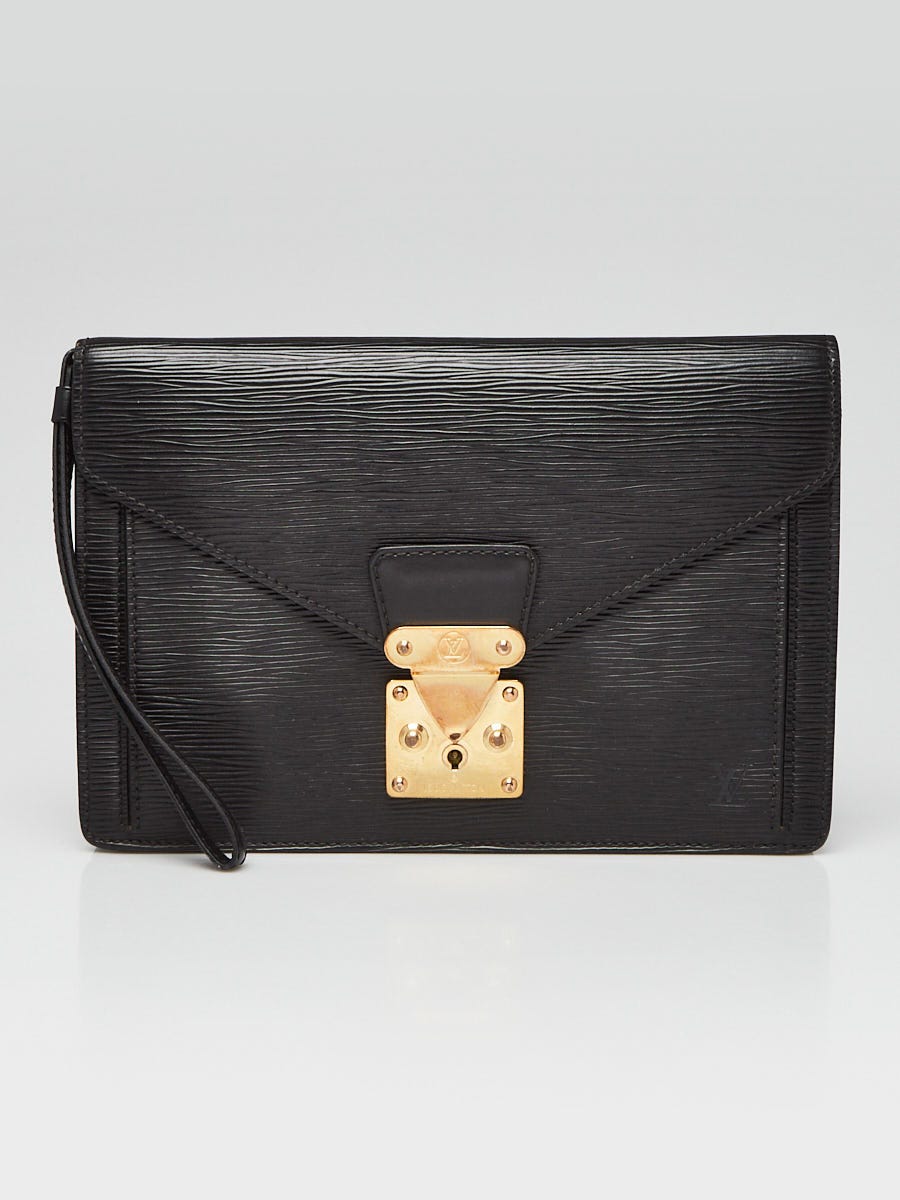 Louis Vuitton 2010 pre owned Mini Pochette Accessories pouch Louis Vuitton Black Epi Leather Sellier Dragonne Clutch Bag FledermausShops s Closet