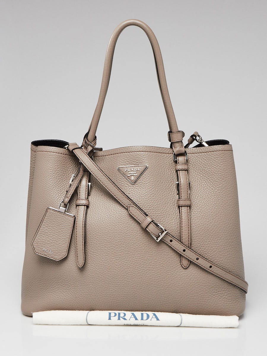 Prada vitello daino double compartment leather shoulder bag 2025