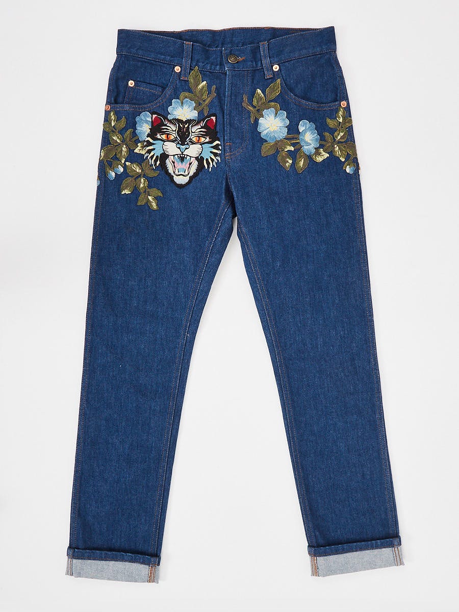 Gucci embroidered jeans mens hotsell
