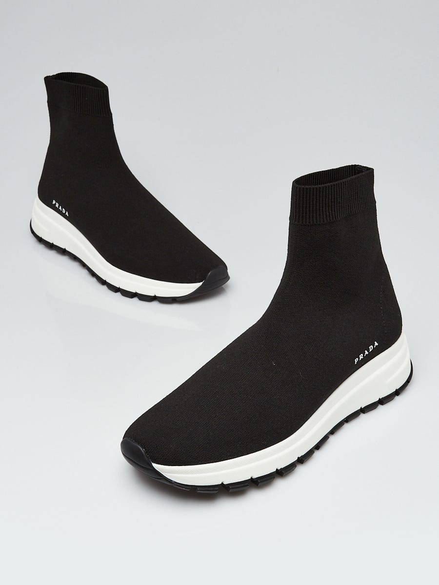 Balenciaga Black White Knit Fabric Sock Sneakers Size 10.5 41 Yoogi s Closet