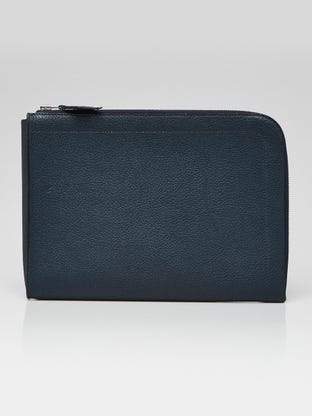 Blue Nuit Togo Leather Zip Tablet Pouch