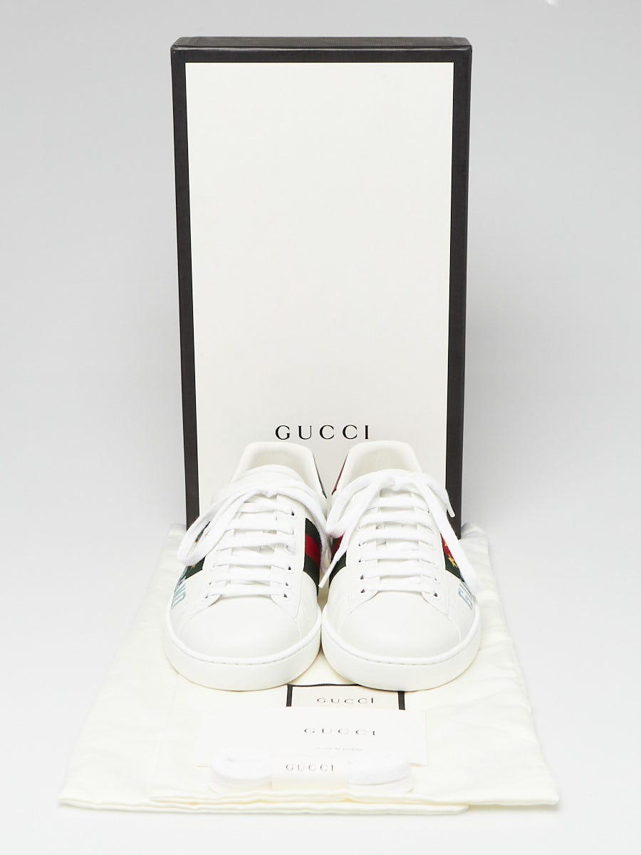 Gucci White Leather Ace GUCCI BAND Embroidered Sneakers