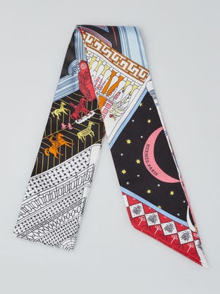 FC/Ebene/Grenadine Printed Silk 'Objets De Curiosite' Twilly