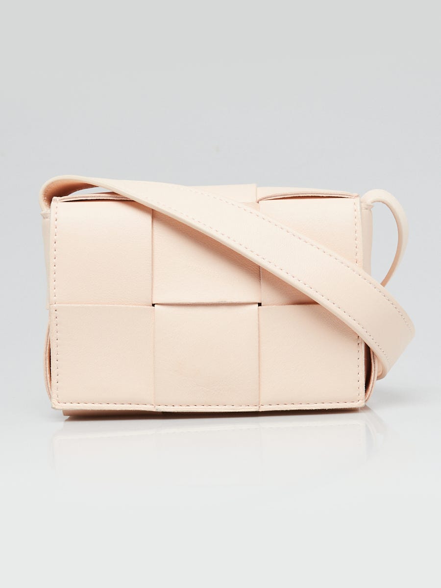Bottega Veneta Pink Leather Maxi Weave Candy Cassette Crossbody Bag