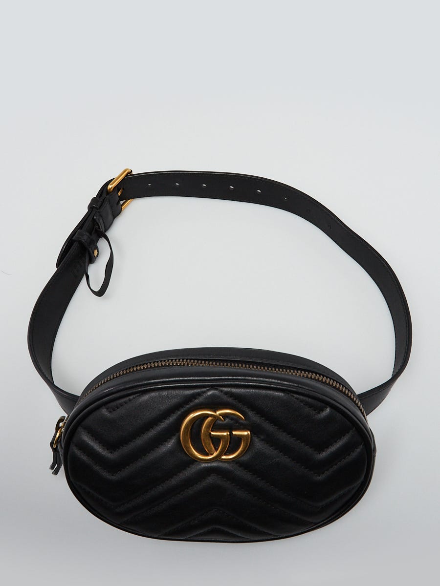 Gucci GG Marmont Black Leather Belt Bag Pack