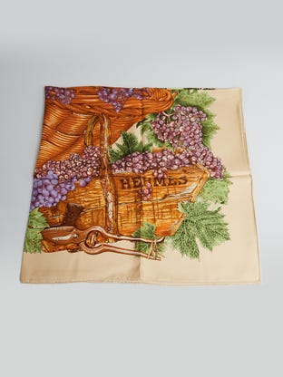 Multicolor Silk 'Vendages' Print Valerie Dawlat-Dumoulin 90 Shawl