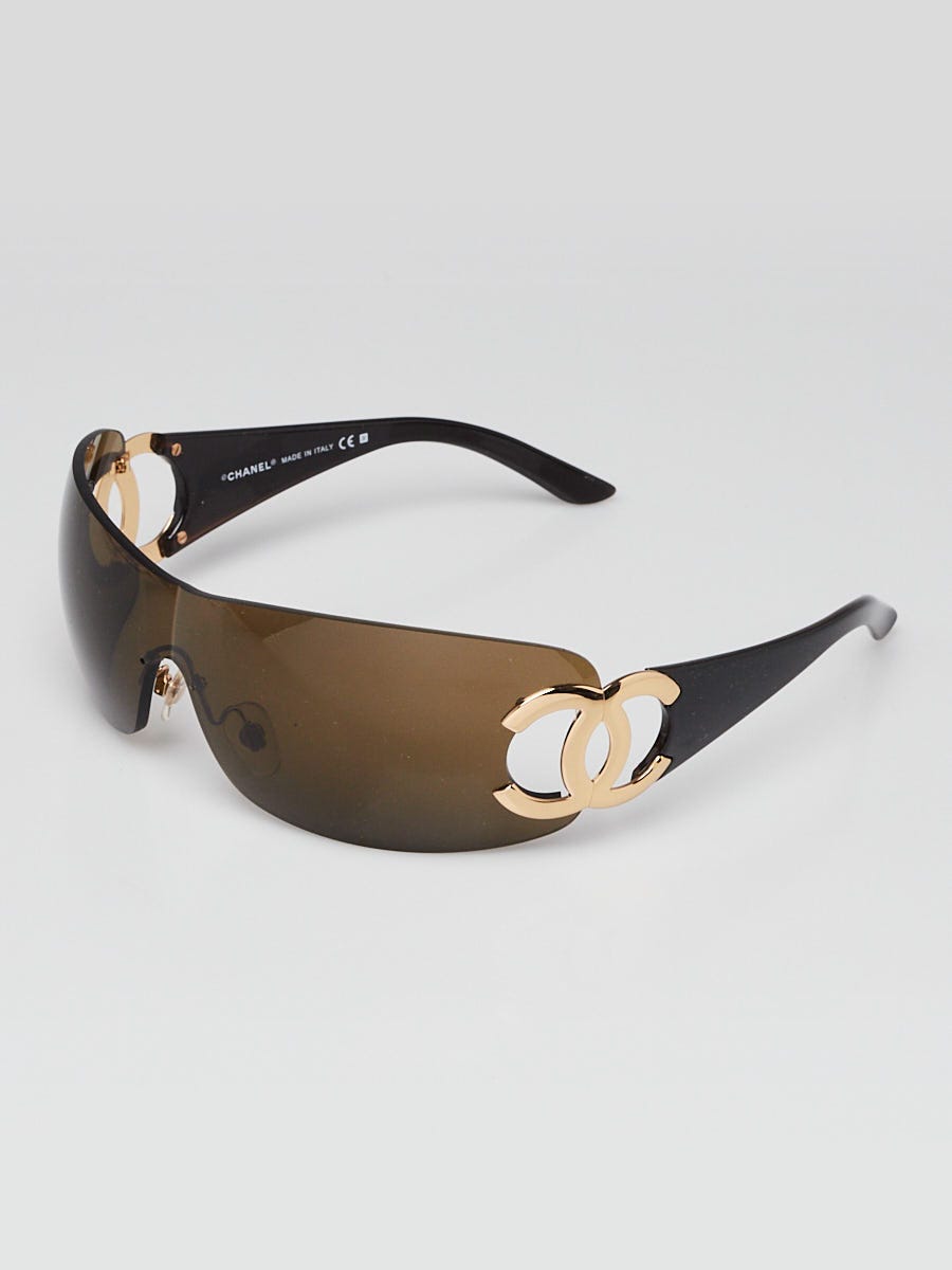 Chanel Black/Brown Rimless CC Logo Sunglasses 4125 - Yoogi's Closet