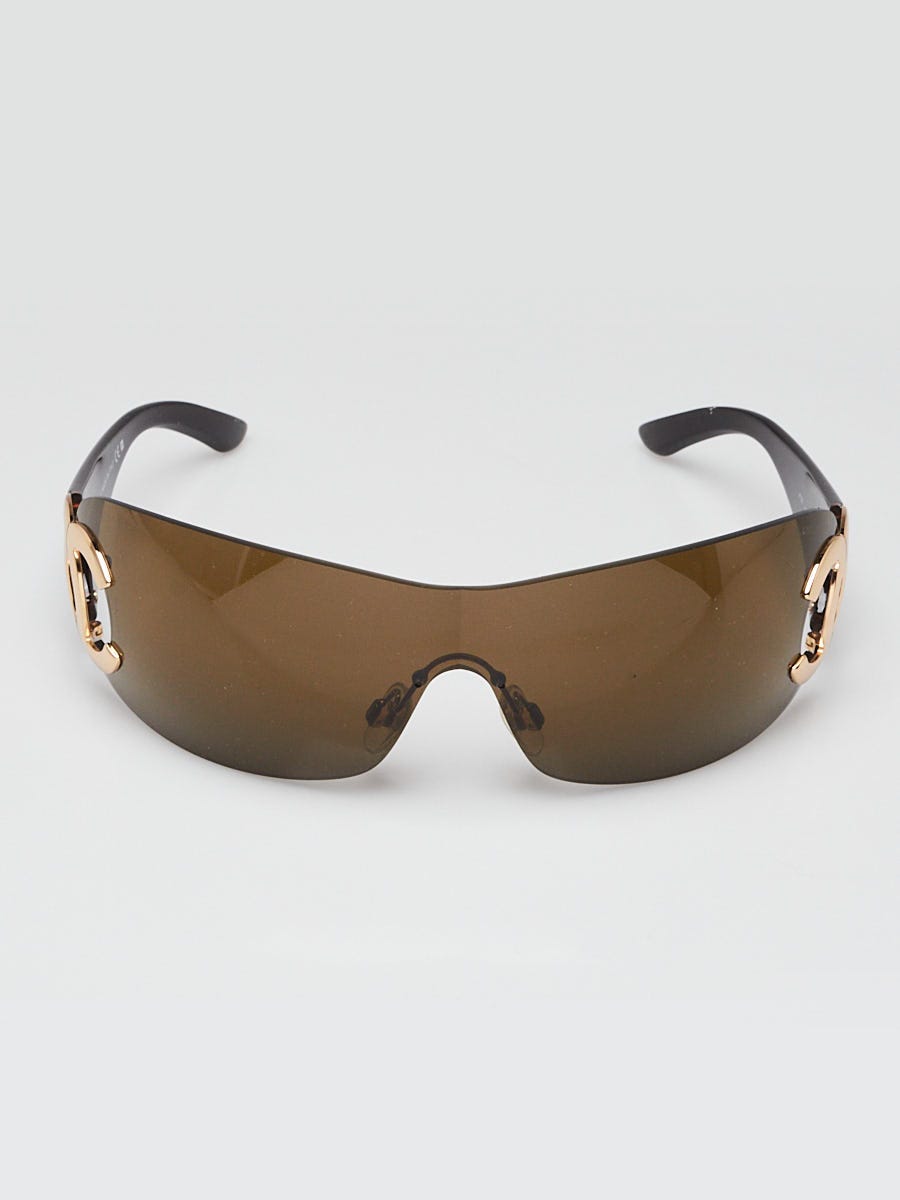Chanel Black/Brown Rimless CC Logo Sunglasses 4125 - Yoogi's Closet