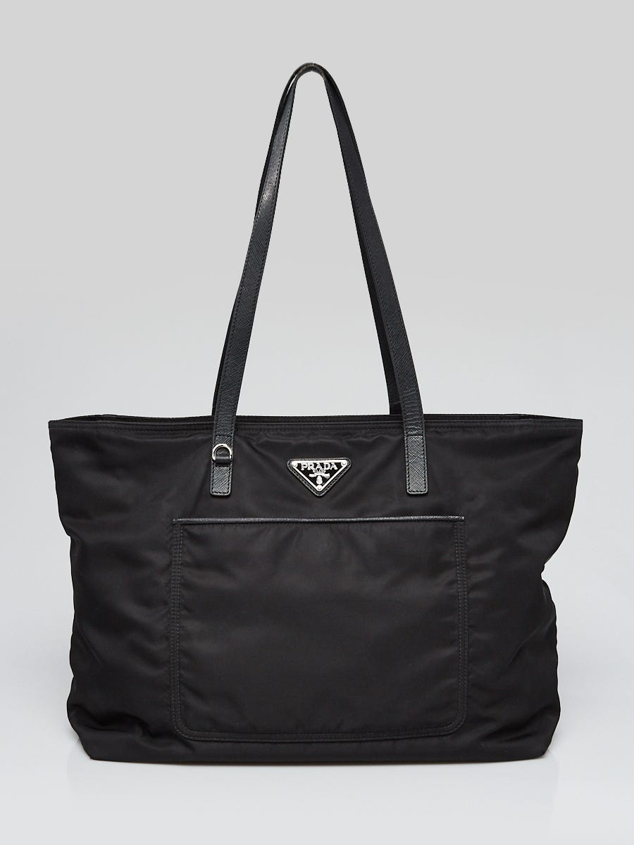 Prada Black Nylon Tote Bag-Authentic With Fabric Strap And Zipper Closure