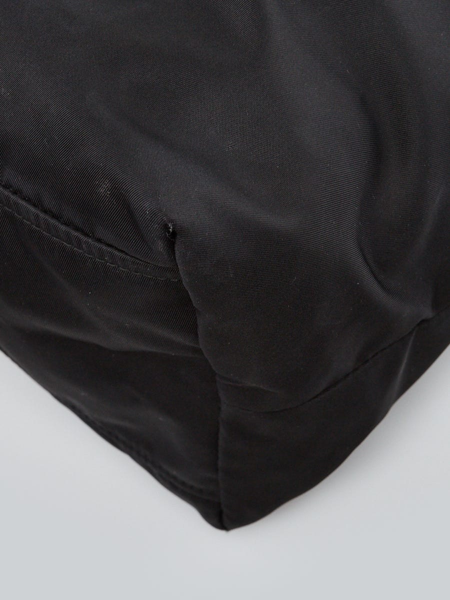 ASOS DESIGN nylon tote bag with patent handle in black