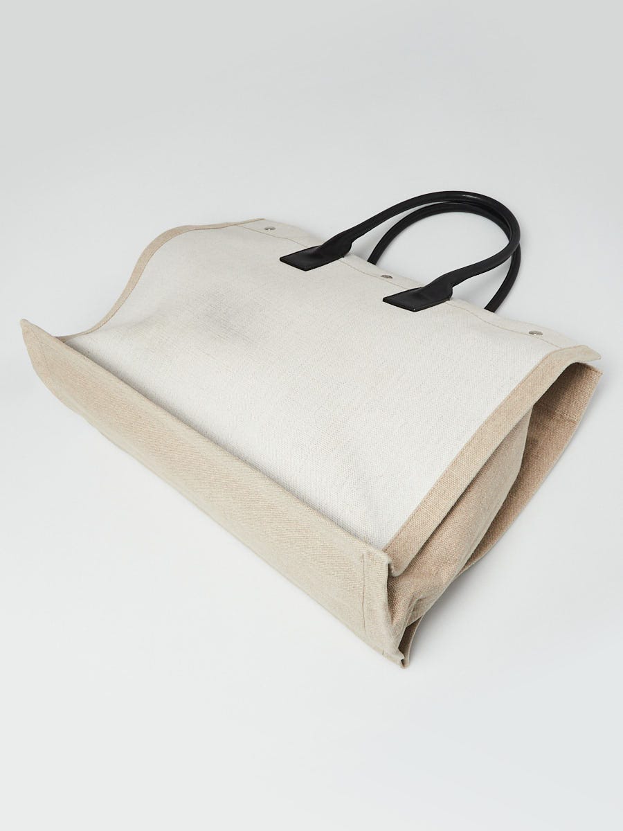Saint Laurent Monogram-print Canvas Tote Bag in Natural