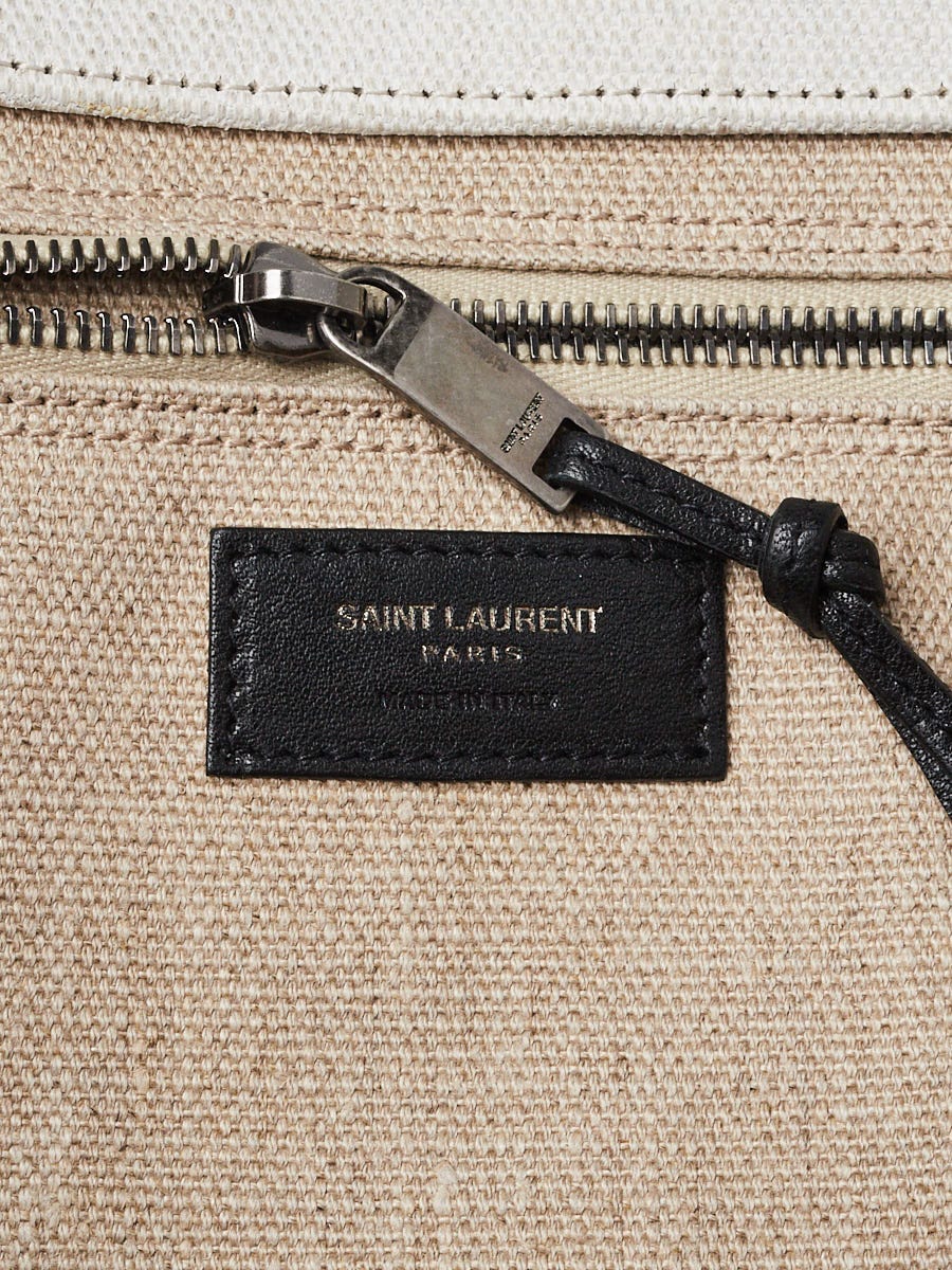 Yves Saint Laurent Natural Linen And Leather Rive Gauche