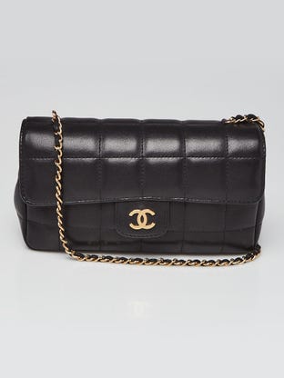 Black Quilted Lambskin Leather Mini Flap Bag