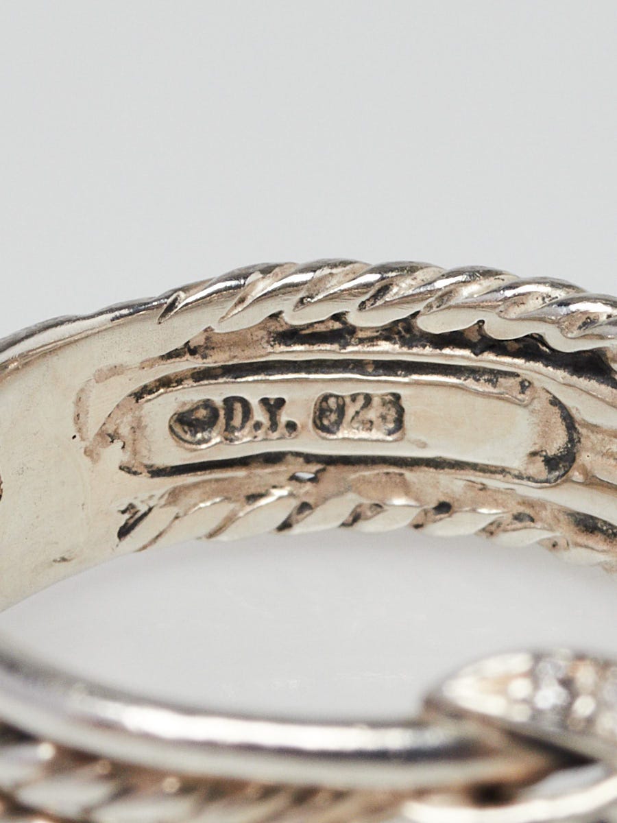 David Yurman Sterling Silver and Diamond X Crossover Ring Size 5