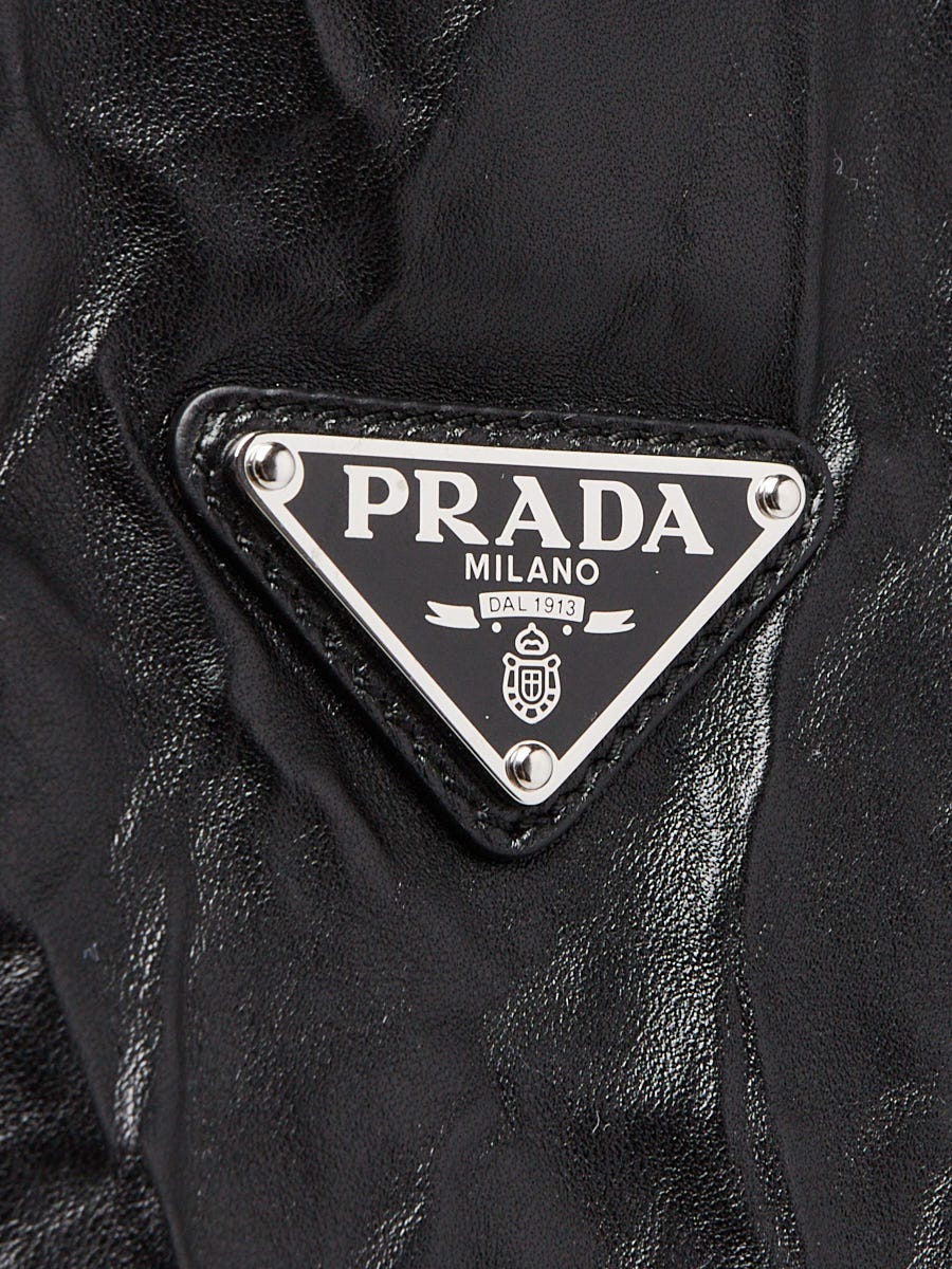 Prada Black Crinkle Nappa Leather Large Tote Bag - 1BG460 | eBay
