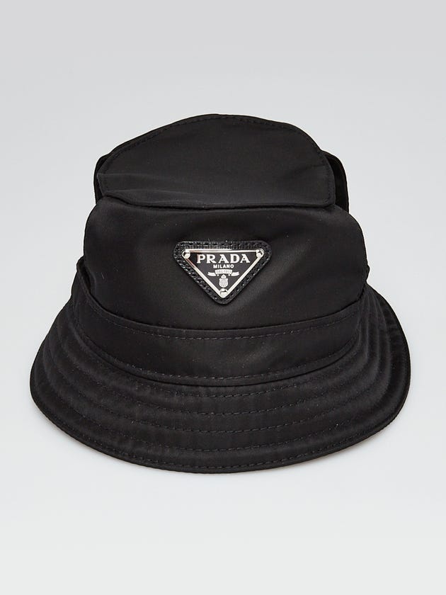 Prada Black Re-Nylon Dog Bucket Hat Size Small