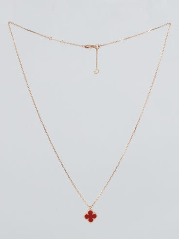 Van Cleef Arpels Carnelian and 18k Pink Gold Sweet Alhambra