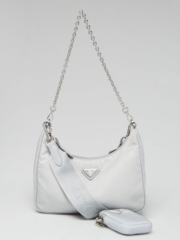 Prada Grey Tessuto Nylon 2005 Re-Edition Shoulder Bag 1BH204