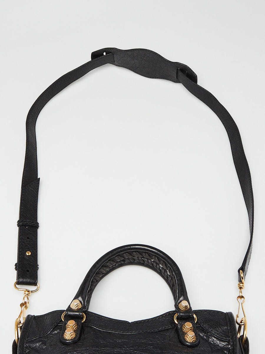 期間限定価格商品 Balenciaga Black Lambskin Leather Motorcycle Mini City Bag ハンドバッグ