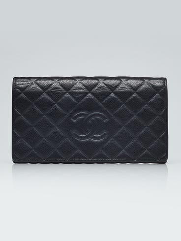 Chanel Black Quilted Caviar Leather CC Bifold Wallet