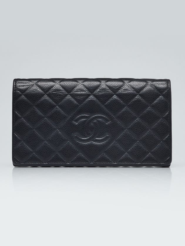 Chanel Black Quilted Caviar Leather CC Bifold Wallet