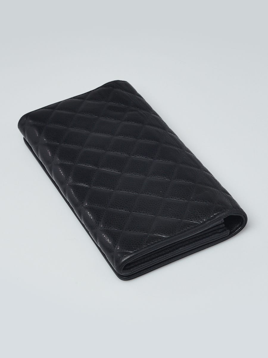 Chanel Black Quilted Caviar Leather CC Bifold Wallet