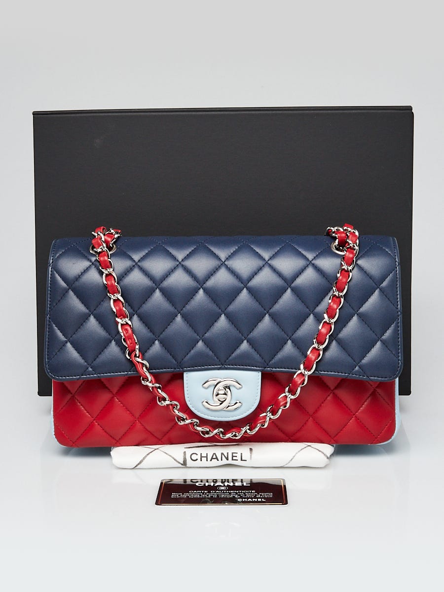 Chanel Tri-Color Quilted Lambskin Leather Classic Medium Double