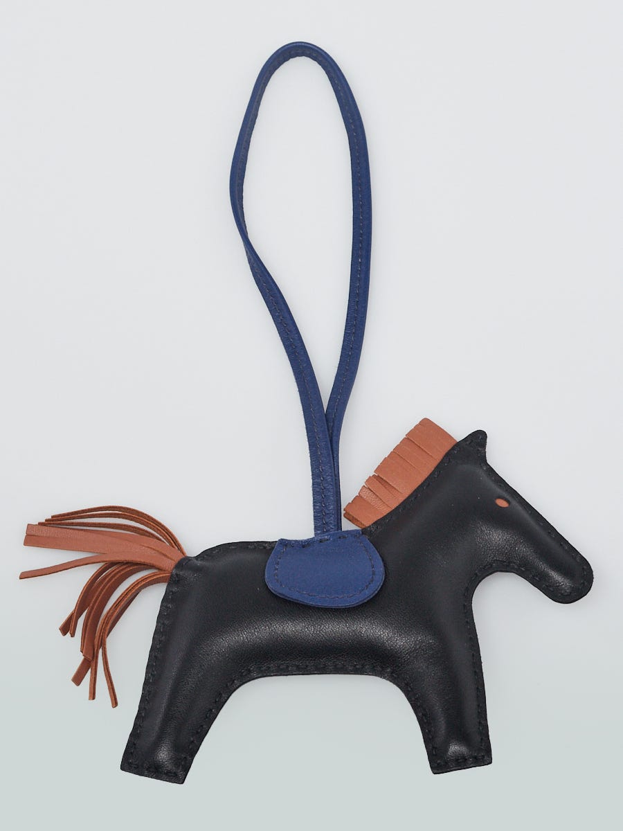 Black/Gold/Bleu Sapphire Milo Lambskin Leather GriGri Rodeo MM Bag Charm