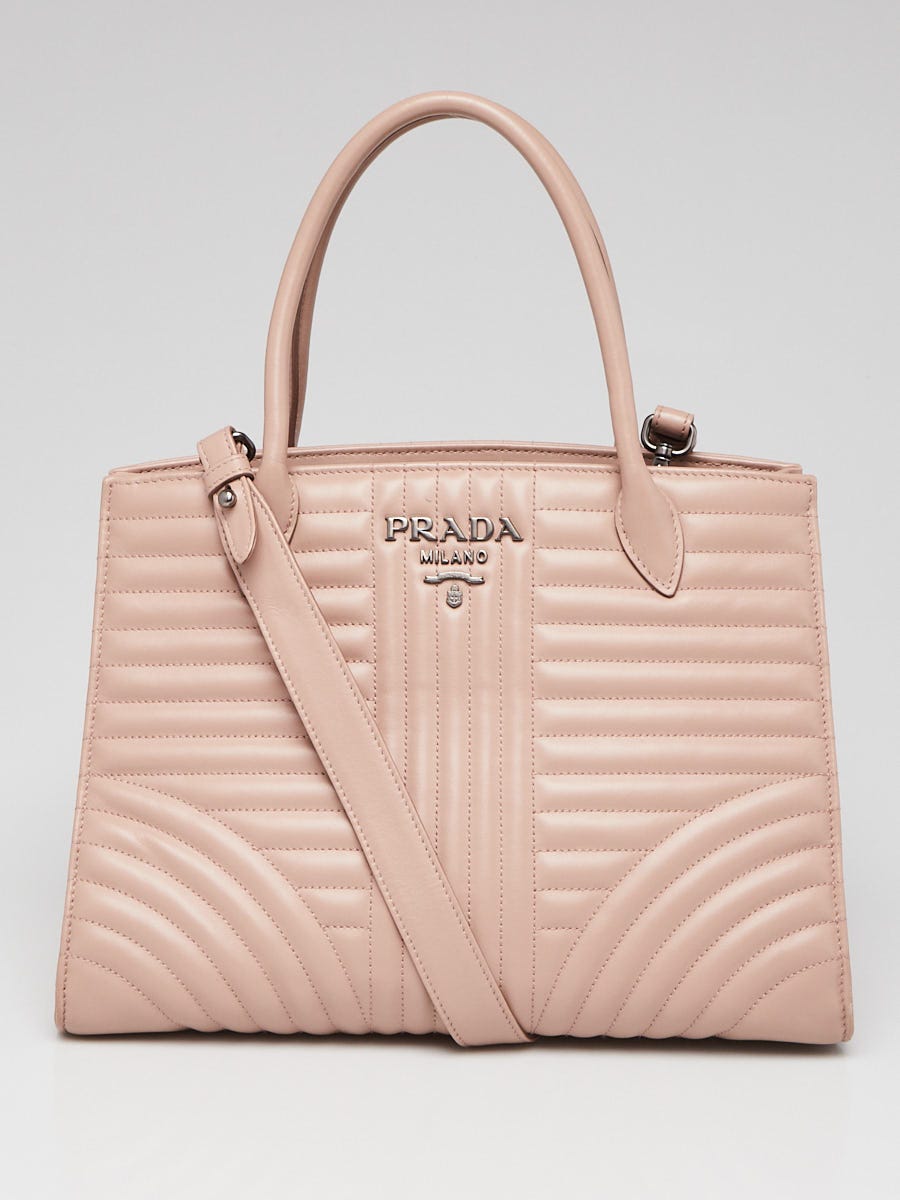 Prada Beige Quilted Soft Impunture Leather Diagramme Tote Bag