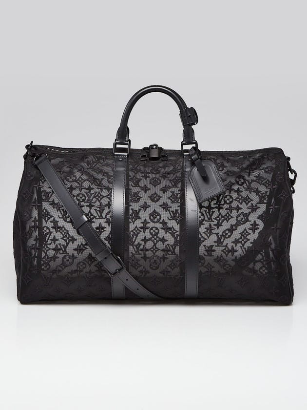 Louis Vuitton Black Monogram Mesh Keepall Bandouliere 50 Bag