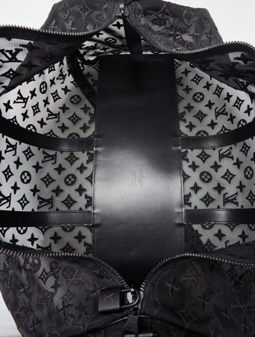 Louis Vuitton Black Monogram Mesh Keepall Bandouliere 50 Bag