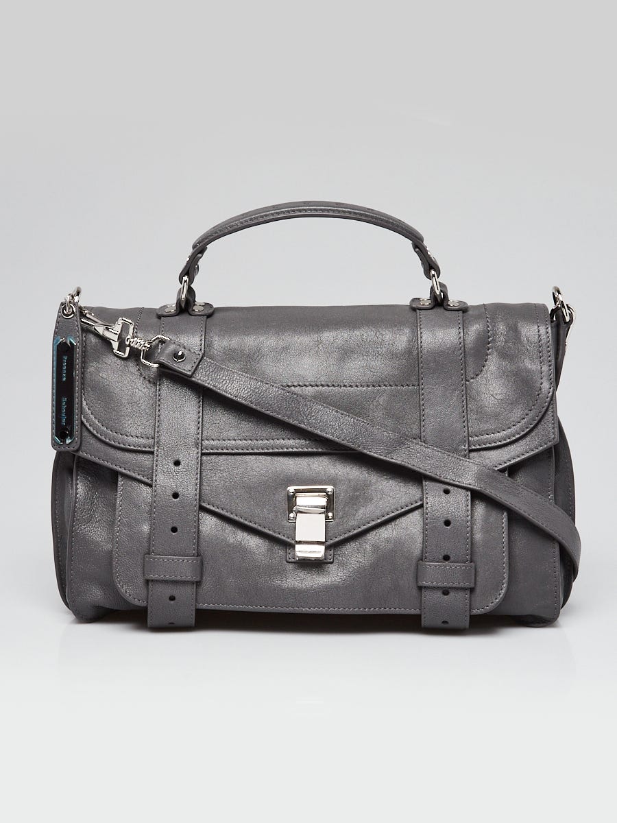 Proenza Schouler Grey Leather Medium PS1 Satchel Bag