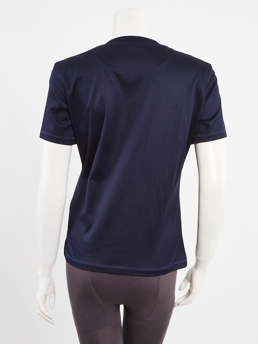 Hermes Bleu Paisley Cotton 'Jungle Love' Print T-Shirt Size 40/8