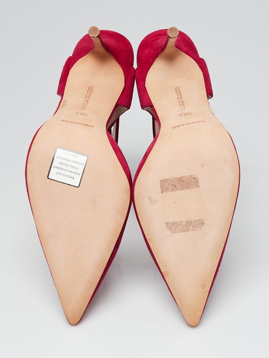 Manolo Blahnik Pink Suede Ankle Laced Lara Pumps Size 8/38.5