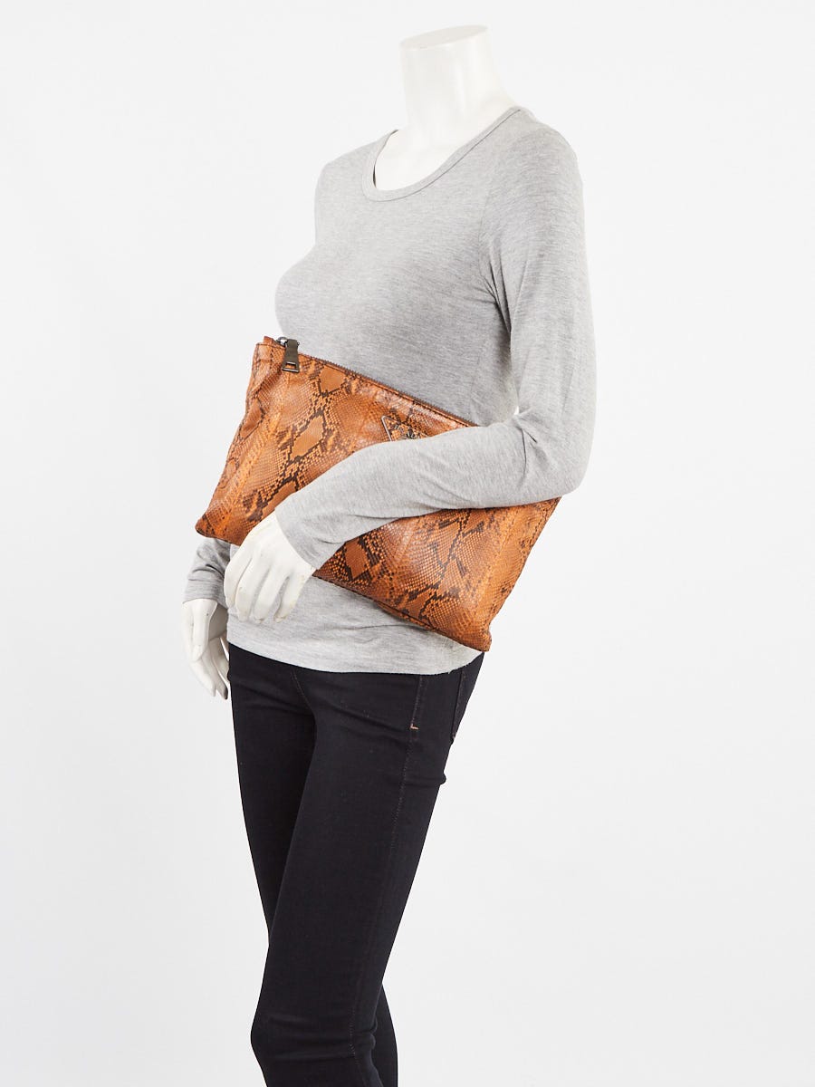 Prada Brandy Pitone Snakeskin Clutch Bag BP0363 | Yoogi's Closet