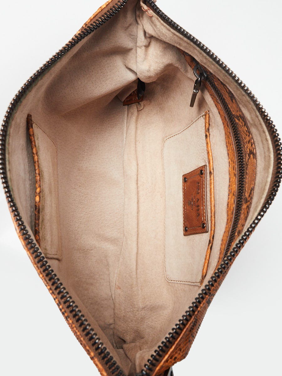 Prada Brandy Pitone Snakeskin Clutch Bag BP0363 | Yoogi's Closet