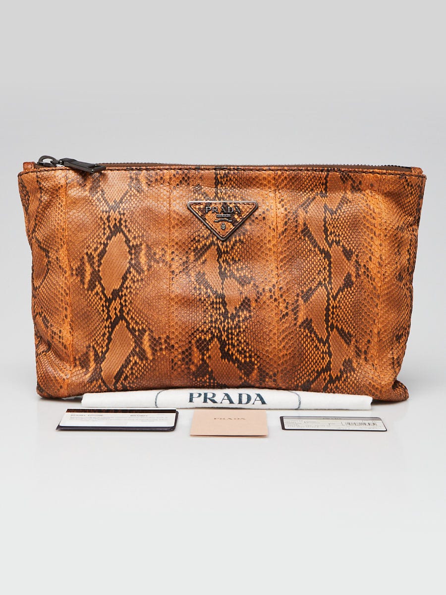 Prada Brandy Pitone Snakeskin Clutch Bag BP0363 Yoogi s Closet