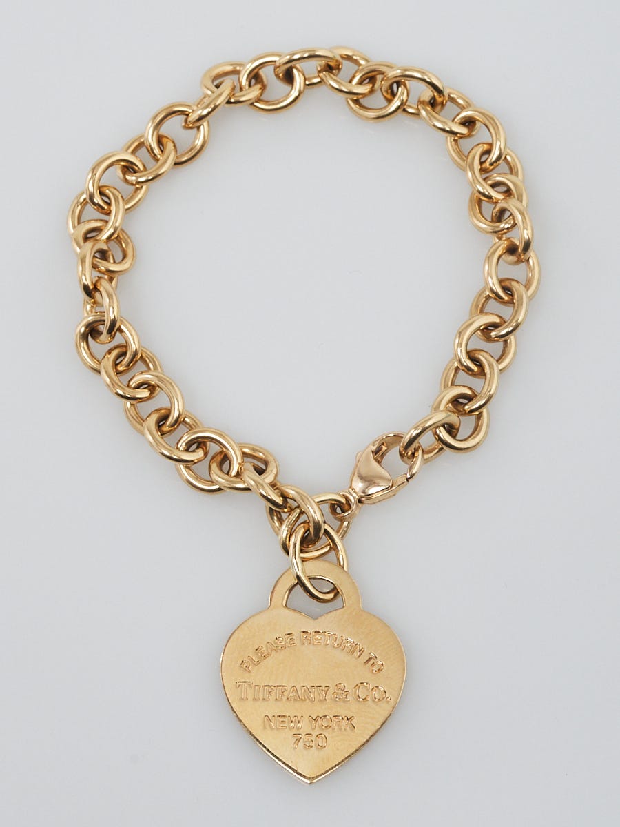 Tiffany & Co. Heart Tag Charm 18K Yellow Gold Link Bracelet *MINT  CONDITION* | Diamonds East Intl.