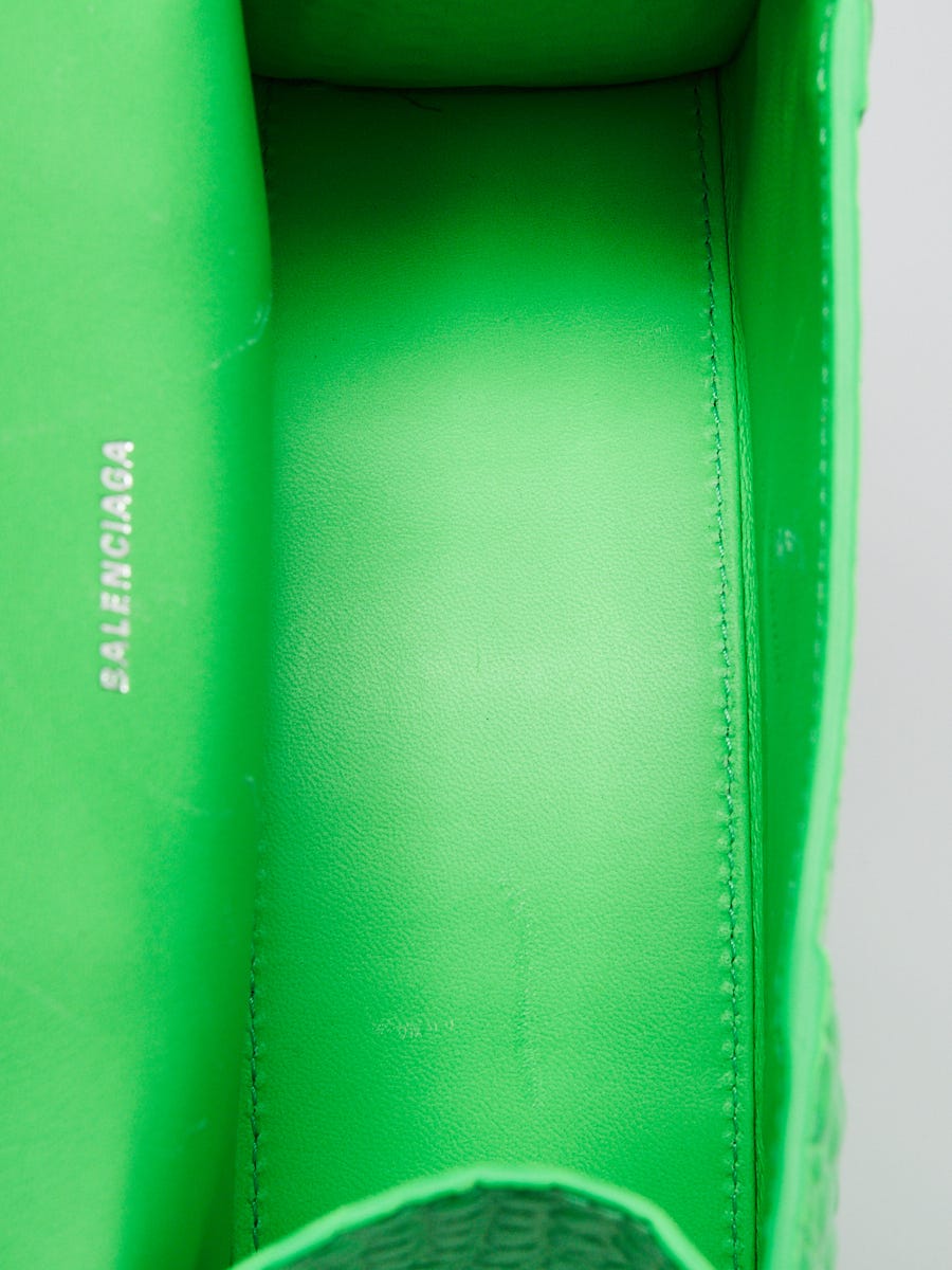 Balenciaga Bright Green Croc Embossed Leather Hourglass