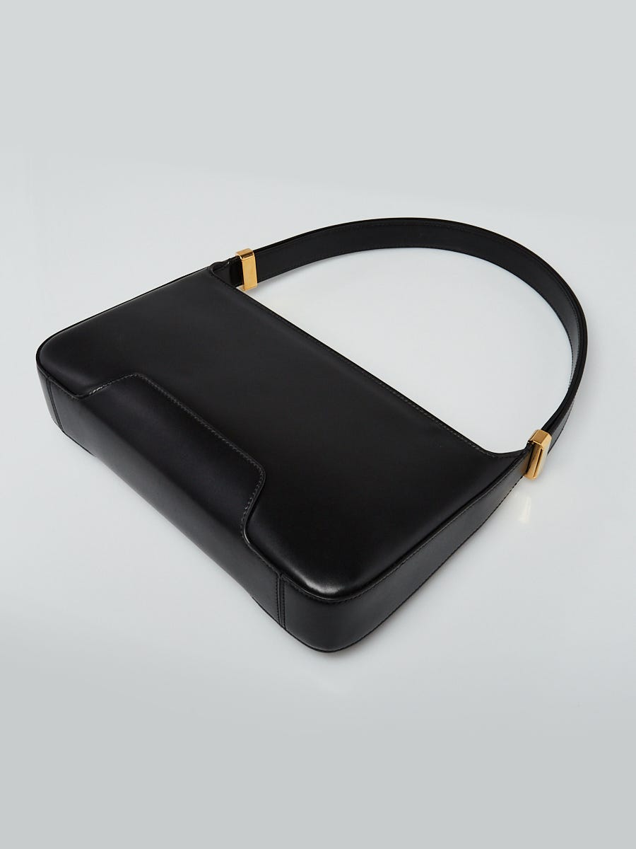 Burberry Black Leather TB Monogram Medium Shoulder Bag