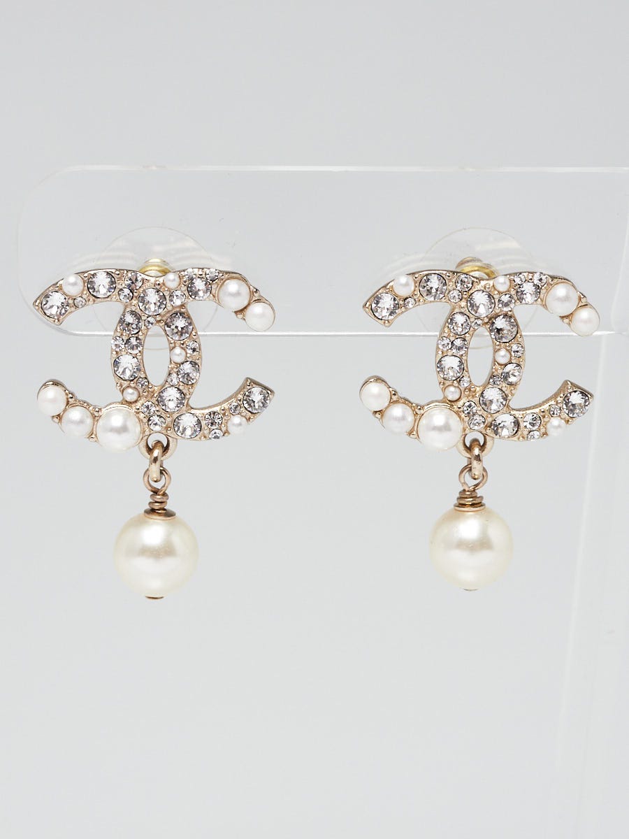 Chanel Comete Diamond Pearl Drop White Gold Earrings