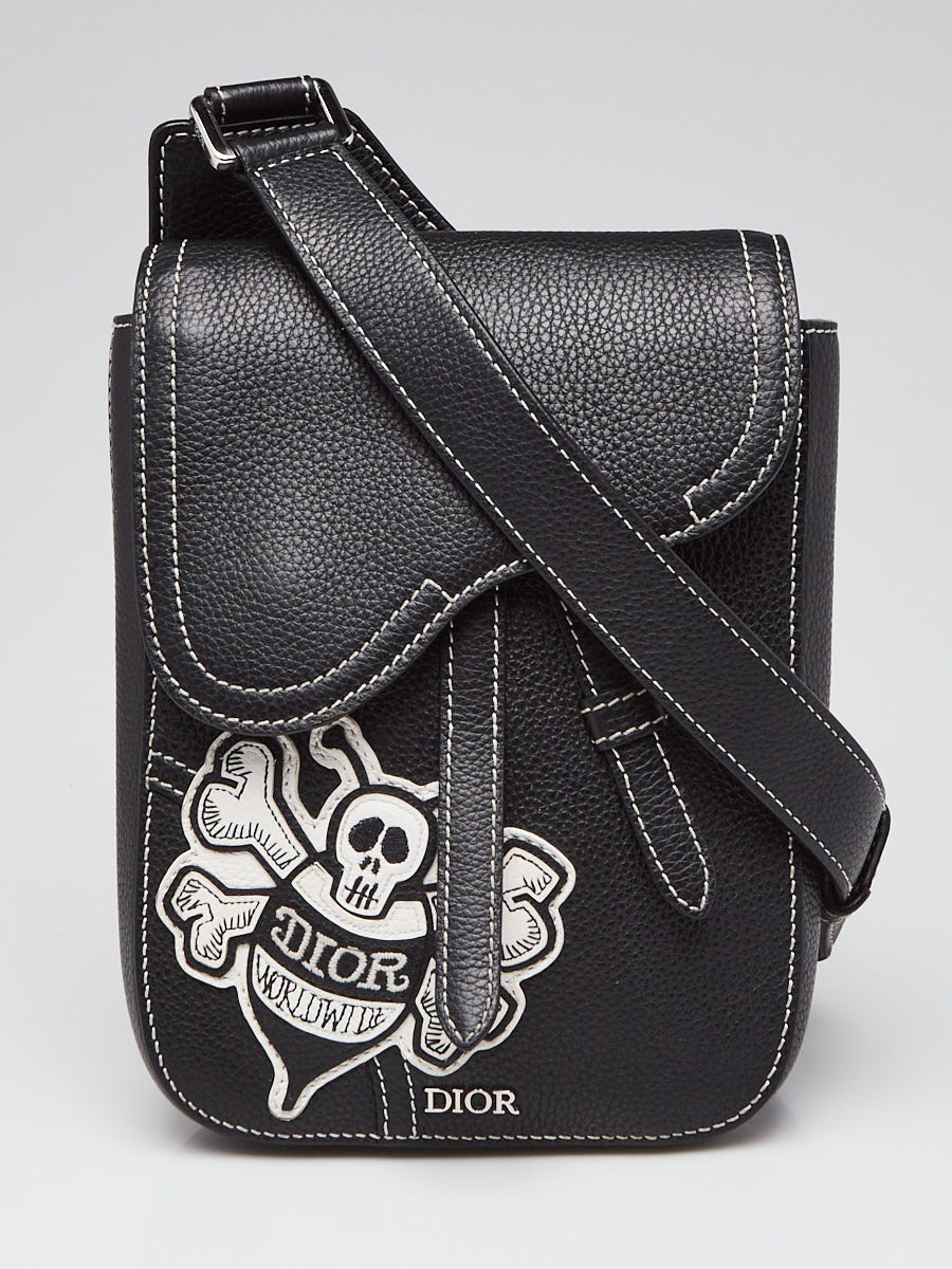 Hermes Logo Saddle Birkin Bag Accessory Black White