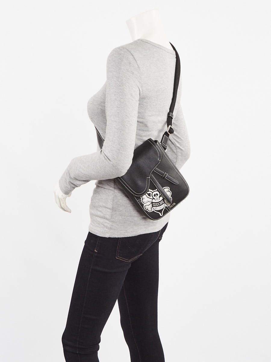 Christian Dior x Shawn Stussy Black Grained Leather Saddle Messenger Bag Yoogi s Closet