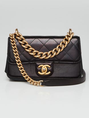 Black Quilted Calfskin Leather Metiers D'Art Paris-Cosmopolite Small Shoulder Flap Bag