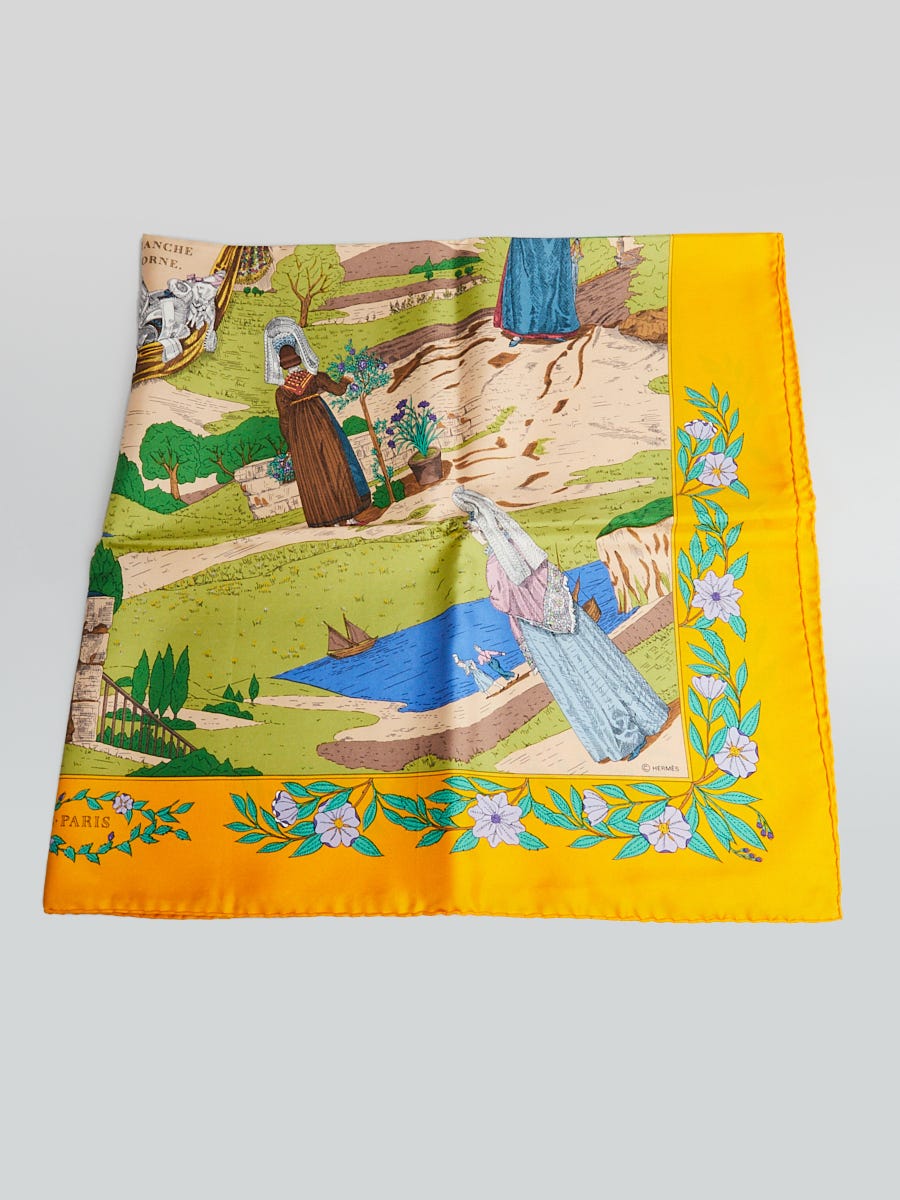 Yellow/Multicolor Silk Costumes Des Departments 90cm Square Scarf