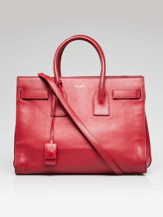 Yves Saint Laurent Red Leather Small Sac de Jour Bag